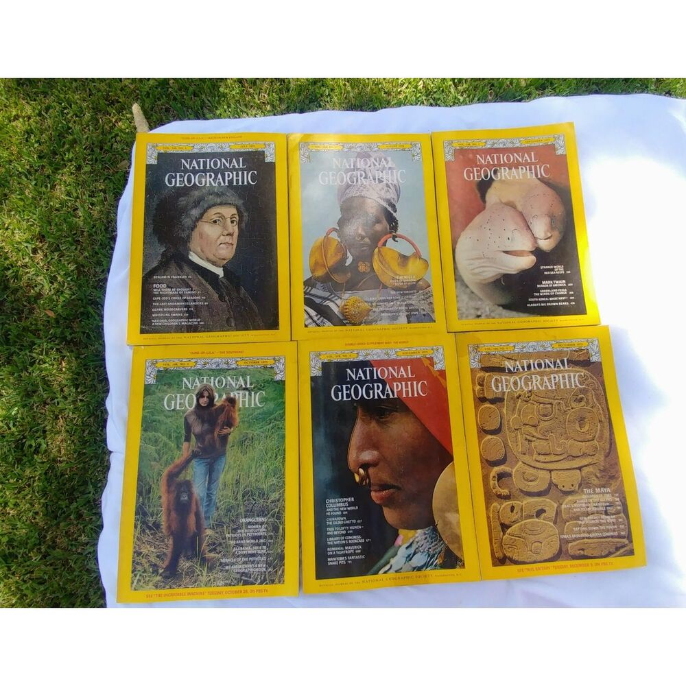 Vintage Bundle of (6) 1975 National Geographic magazines